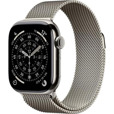Apple Watch Series 11 GPS + Cellular - 42 mm - Natuurlijke titanium kast - Natuurlijke Milanese band