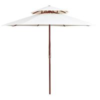 VidaXL Dubbeldekker parasol 270x270 cm houten paal crèmewit - thumbnail