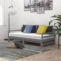 Slaapbank uitschuifbaar massief grenenhout grijs 2x(90x200) cm - thumbnail