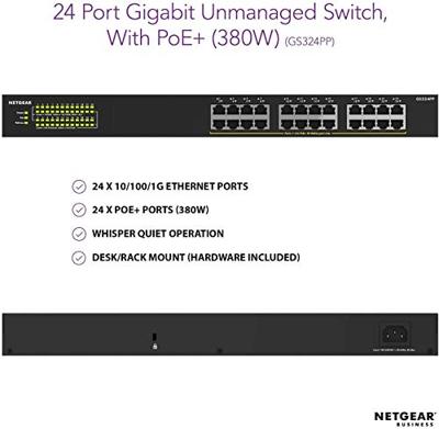 NETGEAR GS324PP Unmanaged Gigabit Ethernet (10/100/1000) Power over Ethernet (PoE) Zwart