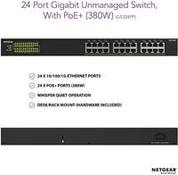 NETGEAR GS324PP Unmanaged Gigabit Ethernet (10/100/1000) Power over Ethernet (PoE) Zwart - thumbnail