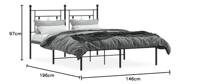 Bedframe met hoofdbord metaal zwart 140x190 cm - thumbnail
