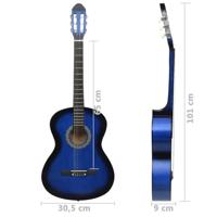 VidaXL 12-delige gitaarset klassiek beginner 4/4 39" blauw - thumbnail
