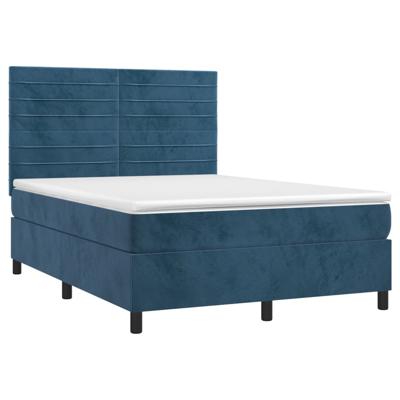 Boxspring met matras fluweel donkerblauw 180x200 cm
