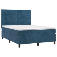 Boxspring met matras fluweel donkerblauw 180x200 cm - thumbnail