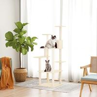 VidaXL Kattenmeubel met sisal krabpalen 153 cm crèmekleurig - thumbnail
