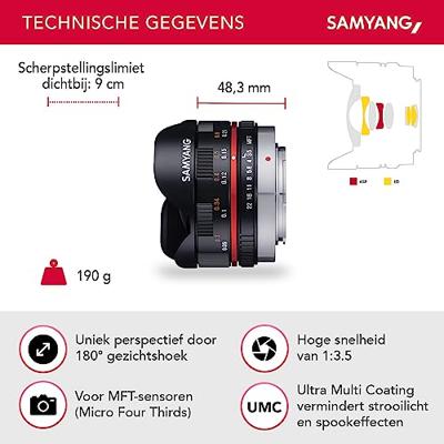 Samyang 7,5mm F/3.5 Micro 4/3 zwart