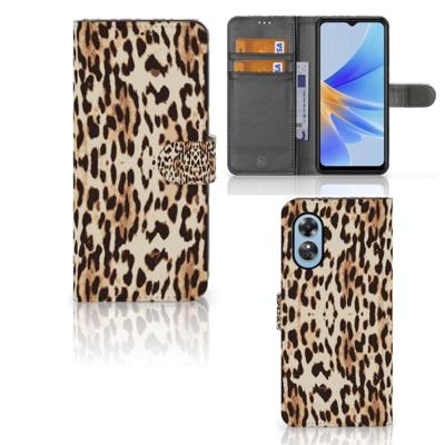 OPPO A17 | Telefoonhoesje | Met pasjeshouder | Leopard OPPO A17 | Telefoonhoesje | Met pasjeshouder | Leopard