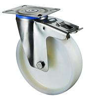 BS Rollen Zwenkwiel | wiel d. 100 mm draagvermogen 130 kg | met totale rem van kunststof | 95x80 mm | 1 stuk - H120.A90.100 H120.A90.100 - thumbnail