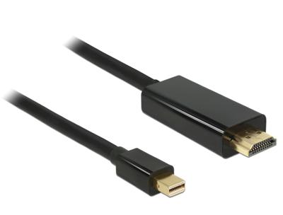 Delock 83700 DisplayPort-kabel HDMI / Mini-displayport Aansluitkabel Mini DisplayPort-stekker, HDMI-A-stekker 3 m Zwart Vergulde steekcontacten, Afgeschermd