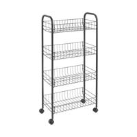 Metaltex Ascona Trolly met Wielen + 4 Manden 41x23x84 cm Mat Zwart/Metaal - thumbnail