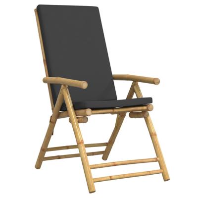 Tuinstoelen 6 st inklapbaar met kussens bamboe donkergrijs - thumbnail