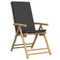 Tuinstoelen 6 st inklapbaar met kussens bamboe donkergrijs - thumbnail