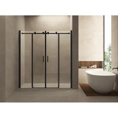 Nisdeur Aquasplash Schuifbaar 4-Delig 180x200 cm Mat Zwart Aquasplash