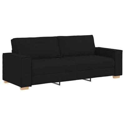 Bankstel met kussen 3 pcs Zwart 220 x 78 x 84 cm Stof