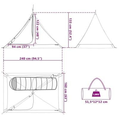 Binnentent Zwart 240 x 160 x 133 cm Gaas