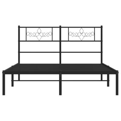 Bedframe met hoofdbord metaal zwart 120x200 cm