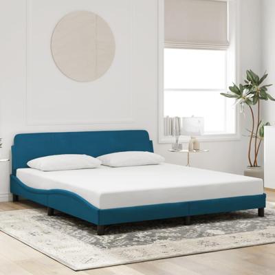 Bedframe met hoofdeinde fluweel blauw 180x200 cm