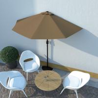 VidaXL Balkonparasol half met aluminium paal 270x144 cm taupe - thumbnail