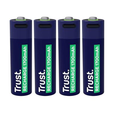 Trust Via USB-C oplaadbare AA-batterijen (4 stuks) Batterij Blauw - thumbnail
