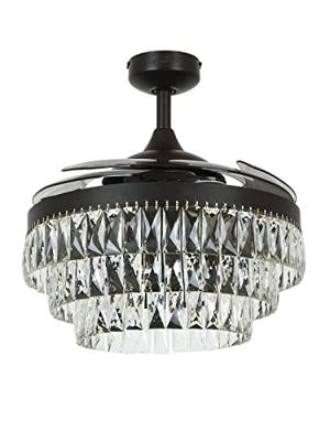 Beacon Zwarte plafondventilator met kristalFanway Veil Ø 122cm - 212922