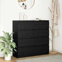 Dressoir 100x35x99 cm spaanplaat zwart eikenkleurig - thumbnail