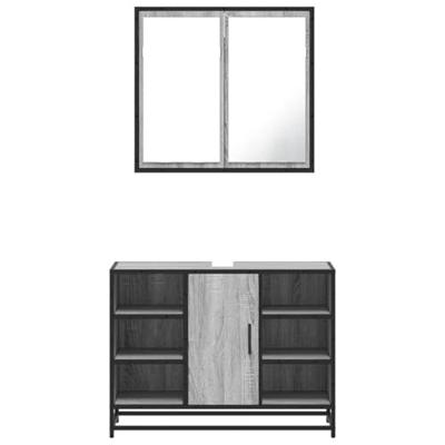 2-delige Badkamermeubelset bewerkt hout grijs sonoma eikenkleur