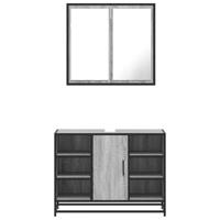 2-delige Badkamermeubelset bewerkt hout grijs sonoma eikenkleur - thumbnail