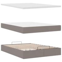 Ottoman bed met matras 140x200cm stof taupe - thumbnail