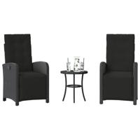 3-delige Bistroset met kussens poly rattan zwart - thumbnail