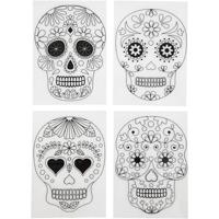 Creativ Company Vellen krimpfolie met motieven, doodskoppen, vel 10,5x14,5 cm, dikte 0,3 mm, mat transparant, 4 vel/ 1 doos - thumbnail