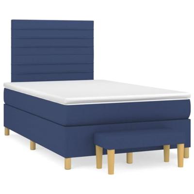 Boxspring met matras stof blauw 120x200 cm