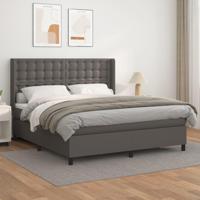 Boxspring met matras kunstleer grijs 180x200 cm - thumbnail