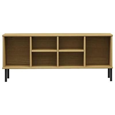 VidaXL Schoenenrek met metalen poten oslo 106x35x45cm grenenhout bruin VidaXL Schoenenrek met metalen poten oslo 106x35x45cm grenenhout bruin