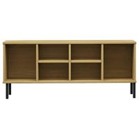 VidaXL Schoenenrek met metalen poten oslo 106x35x45cm grenenhout bruin - thumbnail
