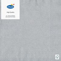 Duni 3-laags tissue servet 33x33cm zilver 20 stuks - thumbnail