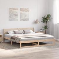 Bedframe met hoofdeinde Naturel 200 x 200 cm Massief grenenhout - thumbnail