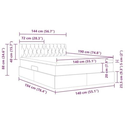 Opbergbed met matras met matras Zwart 140 x 190 cm Bewerkt hout