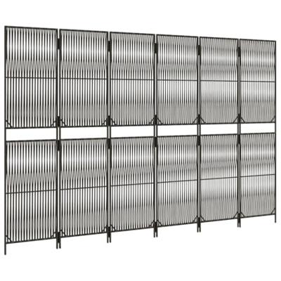 Kamerscherm 6 panelen poly rattan grijs
