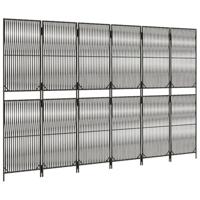Kamerscherm 6 panelen poly rattan grijs - thumbnail