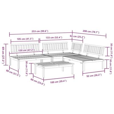 4-delige Loungeset pallet massief acaciahout