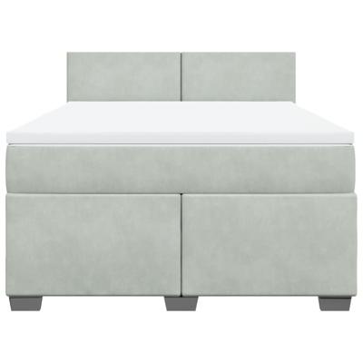 Boxspring met matras fluweel lichtgrijs 140x190 cm