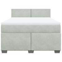 Boxspring met matras fluweel lichtgrijs 140x190 cm - thumbnail
