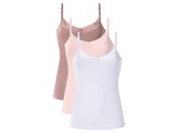 esmara Set van 3 dames spaghettitops (roze/roze/wit, L (44/46)) - thumbnail