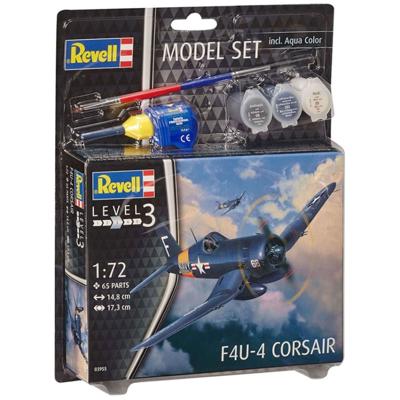 Revell model set f4u-4 corsair jachtvliegtuig - incl. basiskleuren verf