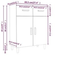 Dressoir 69,5x34x89 cm bewerkt hout sonoma eikenkleurig - thumbnail