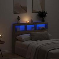 Hoofdbordkast met LED artisan 140x17x102 cm eikenkleurig - thumbnail