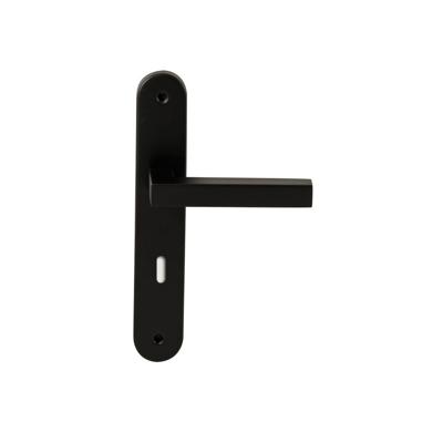 Hardbrass Deurkruk Geneve op ovaal langschild sleutelgat 72mm - zwart