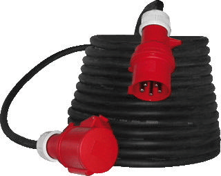 25 meter krachtstroomkabel 32A 5-polig 5 x 6,0mm² 400V zwart IP44