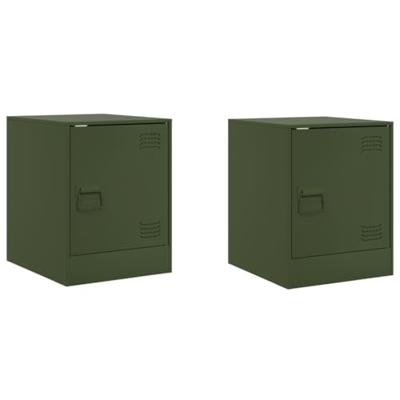 Nachtkastjes 2 st 34,5x39x44 cm staal olijfgroen